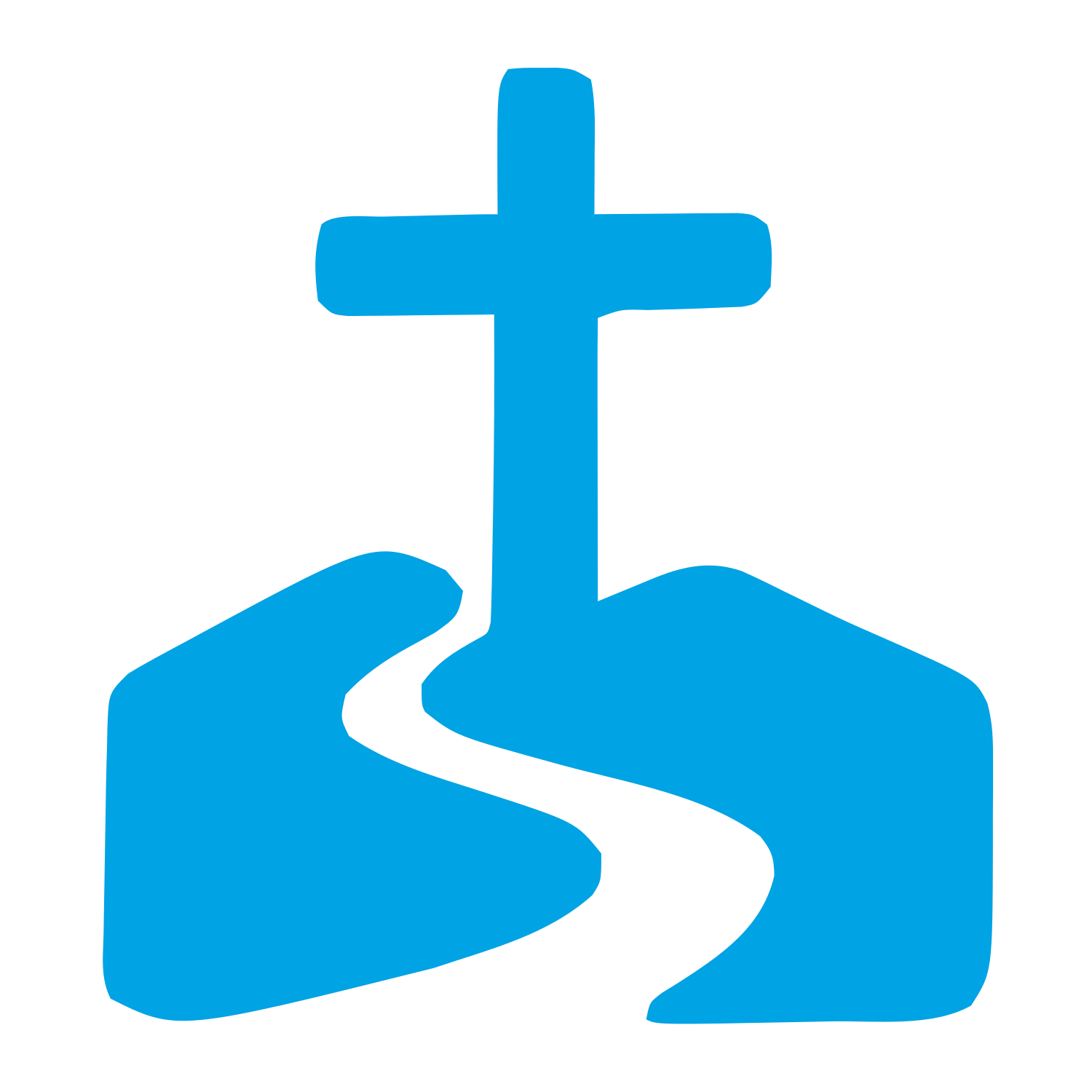 Cross on Hill Path Logo #00a3e4