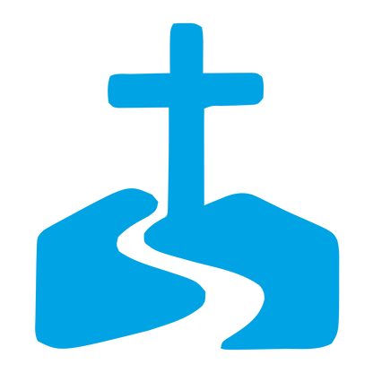 Cross on Hill Path Logo #00a3e4