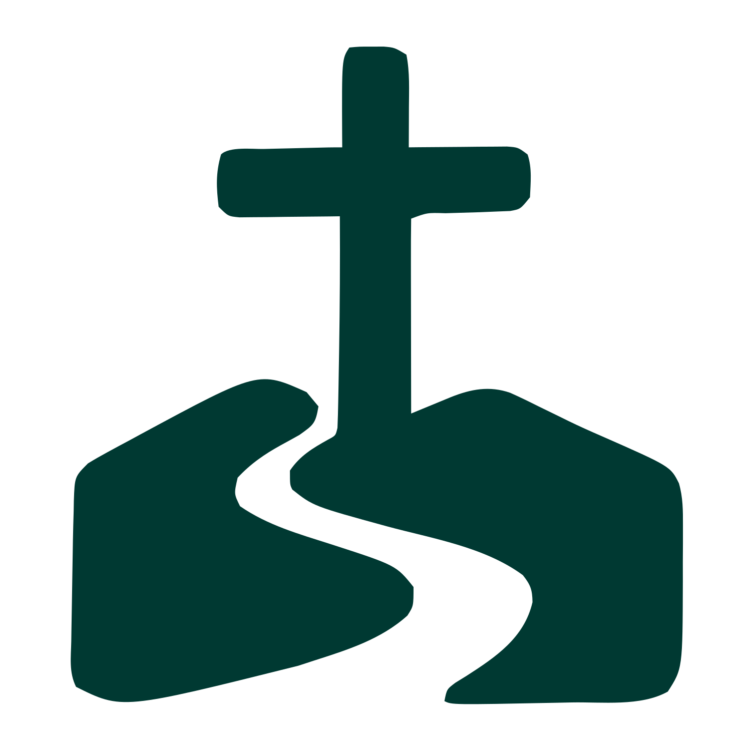 Cross on Hill Path Logo #003932