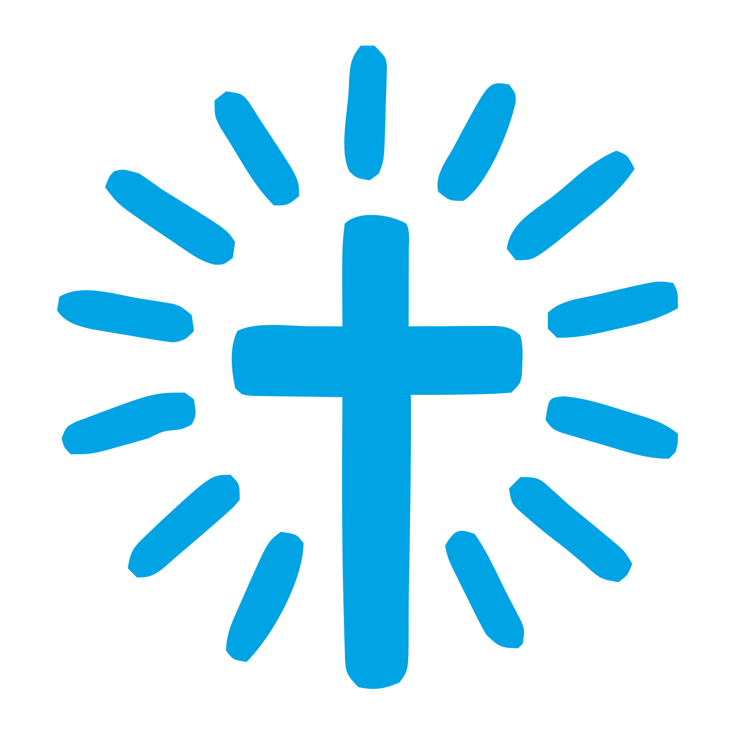 Radiant Cross Hand-Drawn Logo #00a3e4