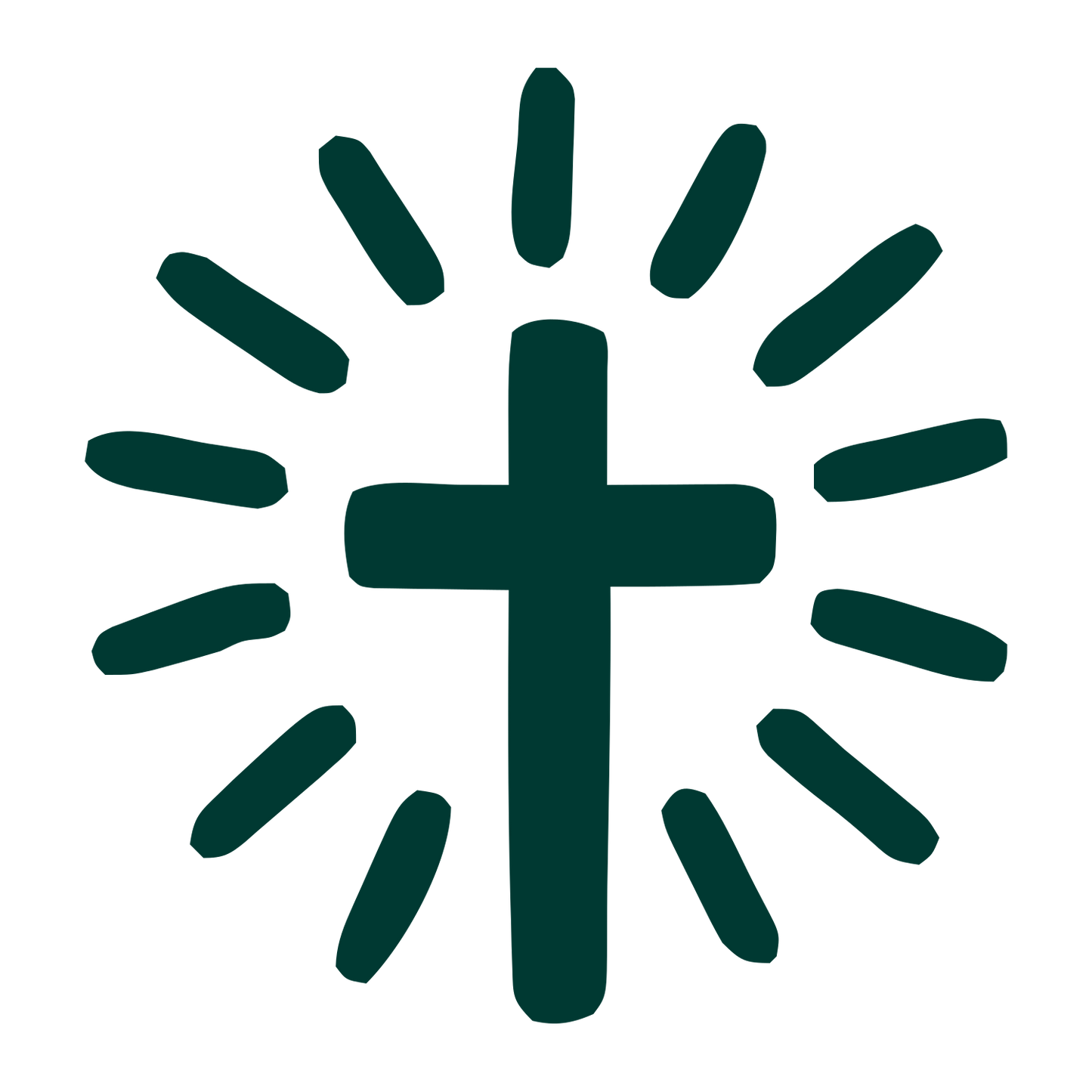 Radiant Cross Hand-Drawn Logo #003932