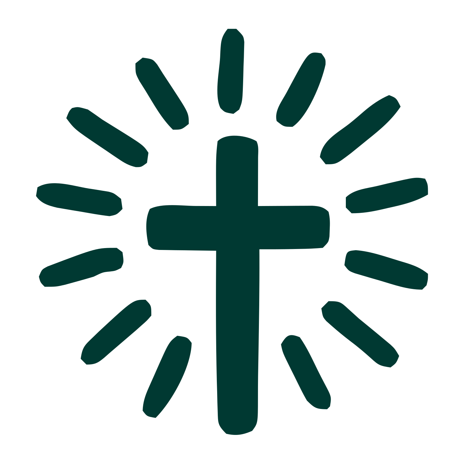 Radiant Cross Hand-Drawn Logo #003932