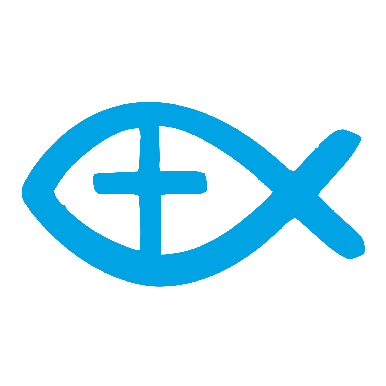 Hand-Drawn Fish Cross Logo #00a3e4