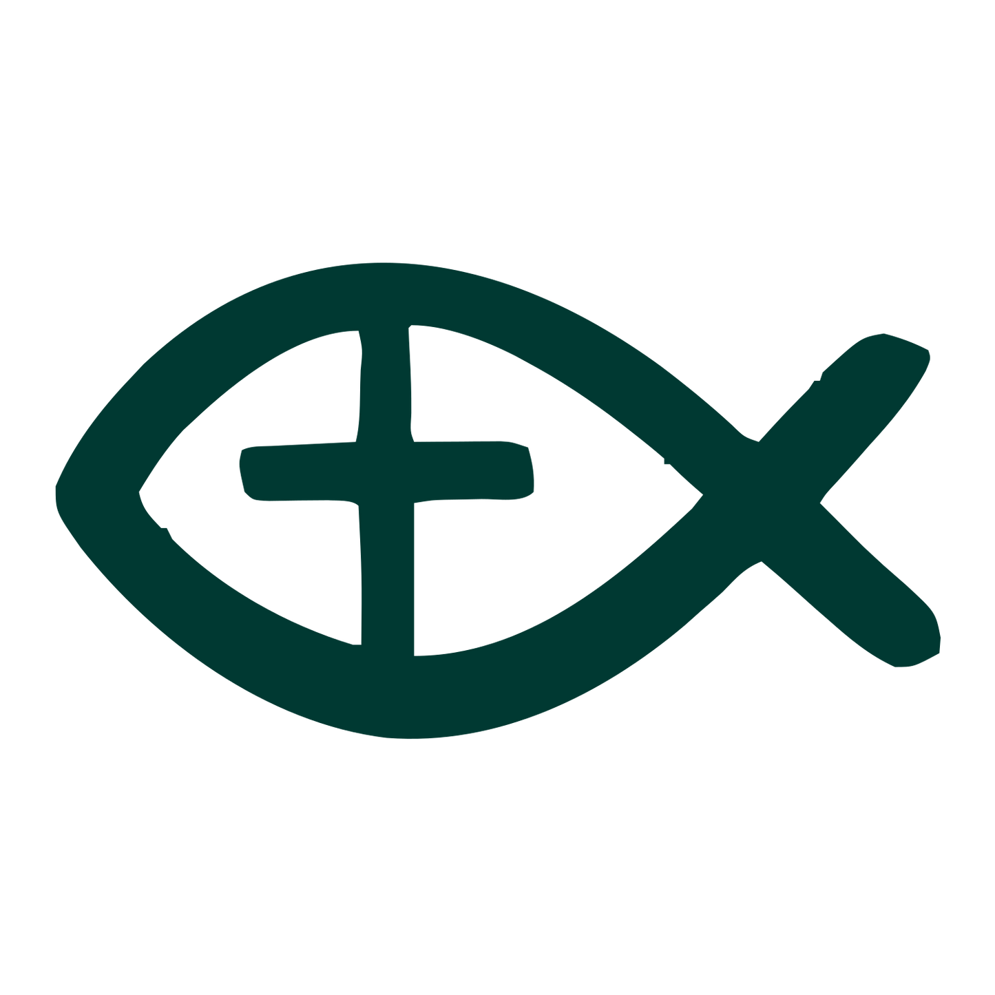 Hand-Drawn Fish Cross Logo #003932