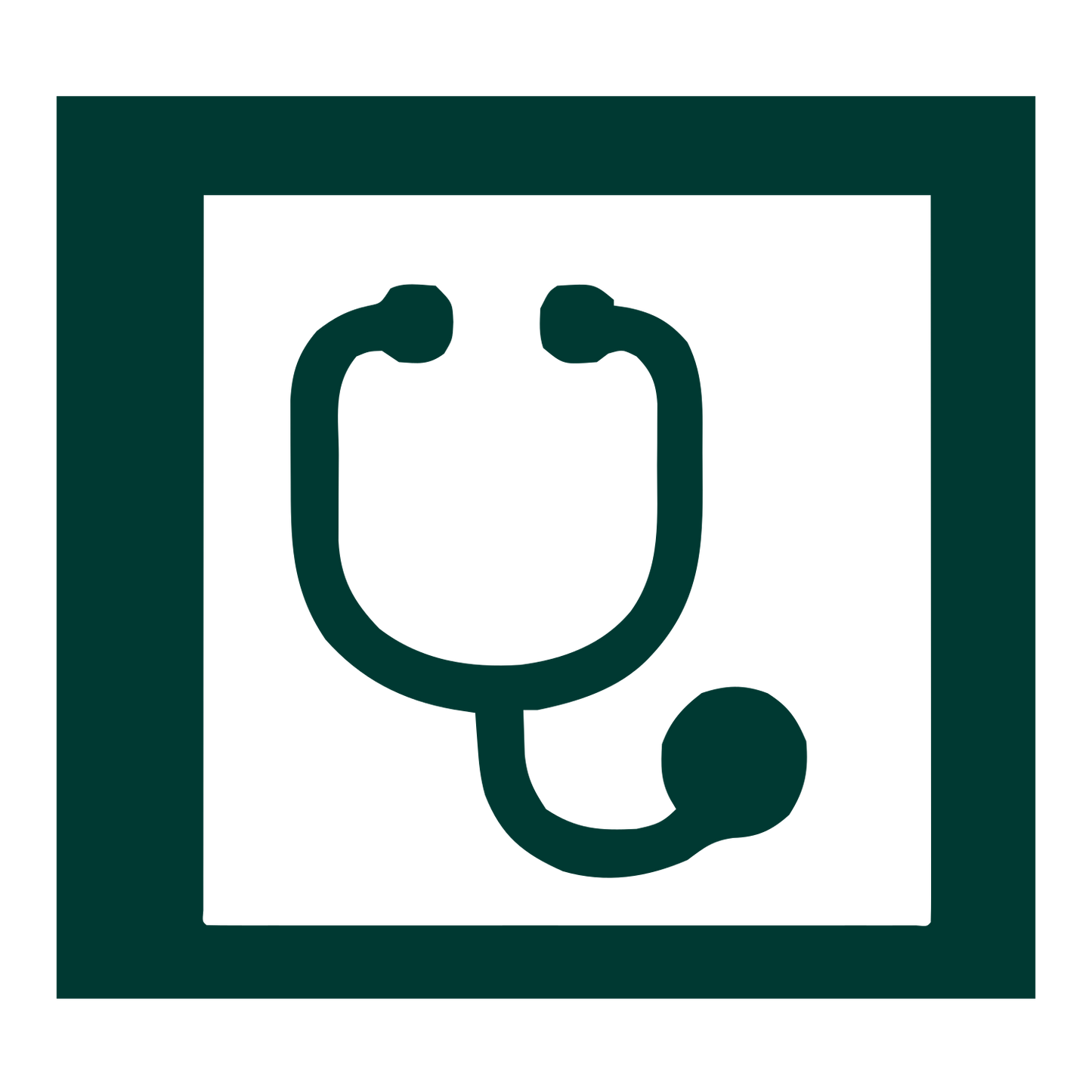 Stethoscope Square Frame Logo #003932