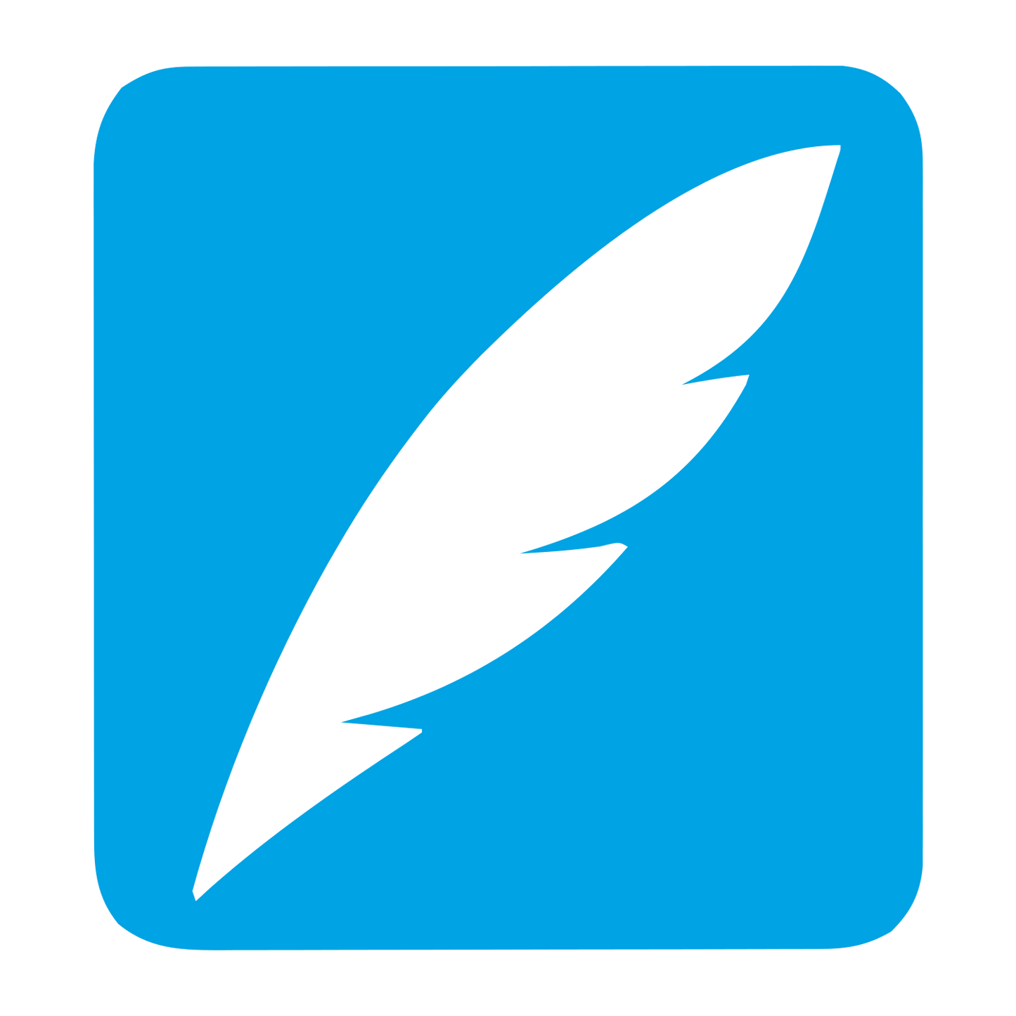 Quill Feather Negative Space Logo #00a3e4