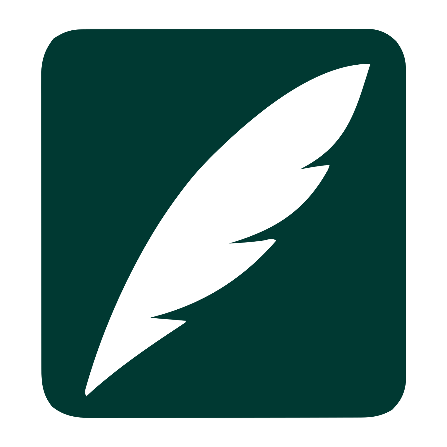 Quill Feather Negative Space Logo #003932