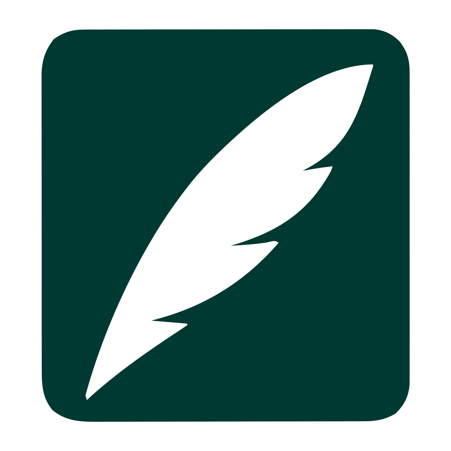 Quill Feather Negative Space Logo #003932