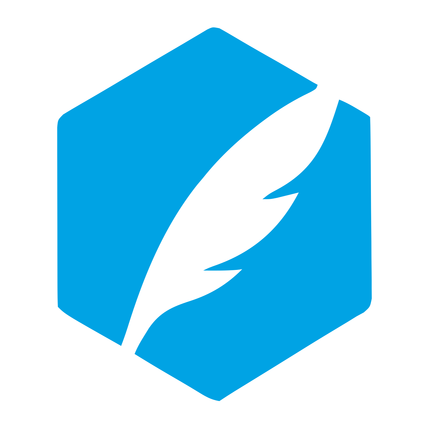 Quill Hexagon Negative Space Logo #00a3e4