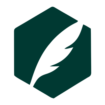 Quill Hexagon Negative Space Logo #003932