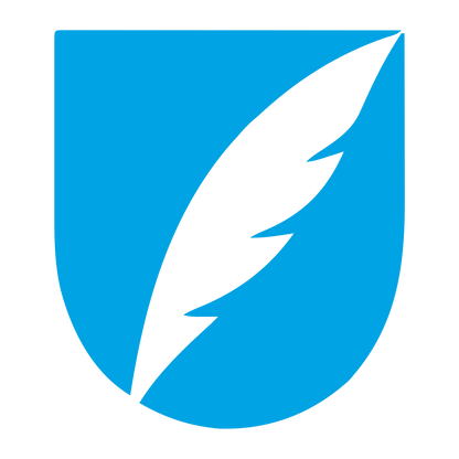 Quill Shield Negative Space Logo #00a3e4