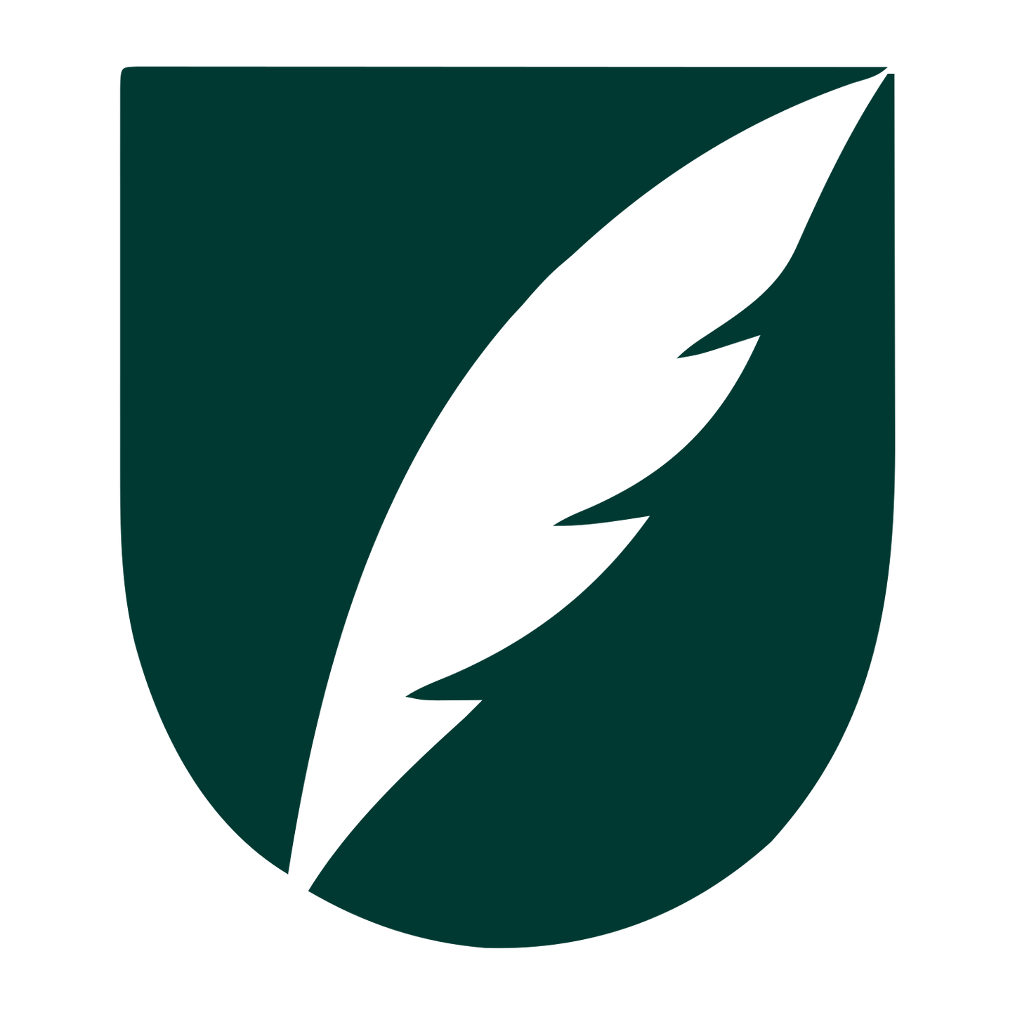 Quill Shield Negative Space Logo #003932