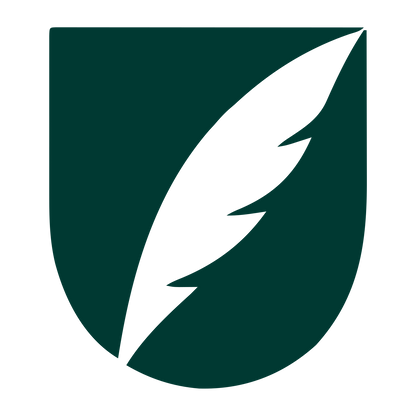 Quill Shield Negative Space Logo #003932
