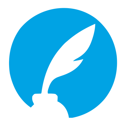 Quill Pen Circle Logo #00a3e4