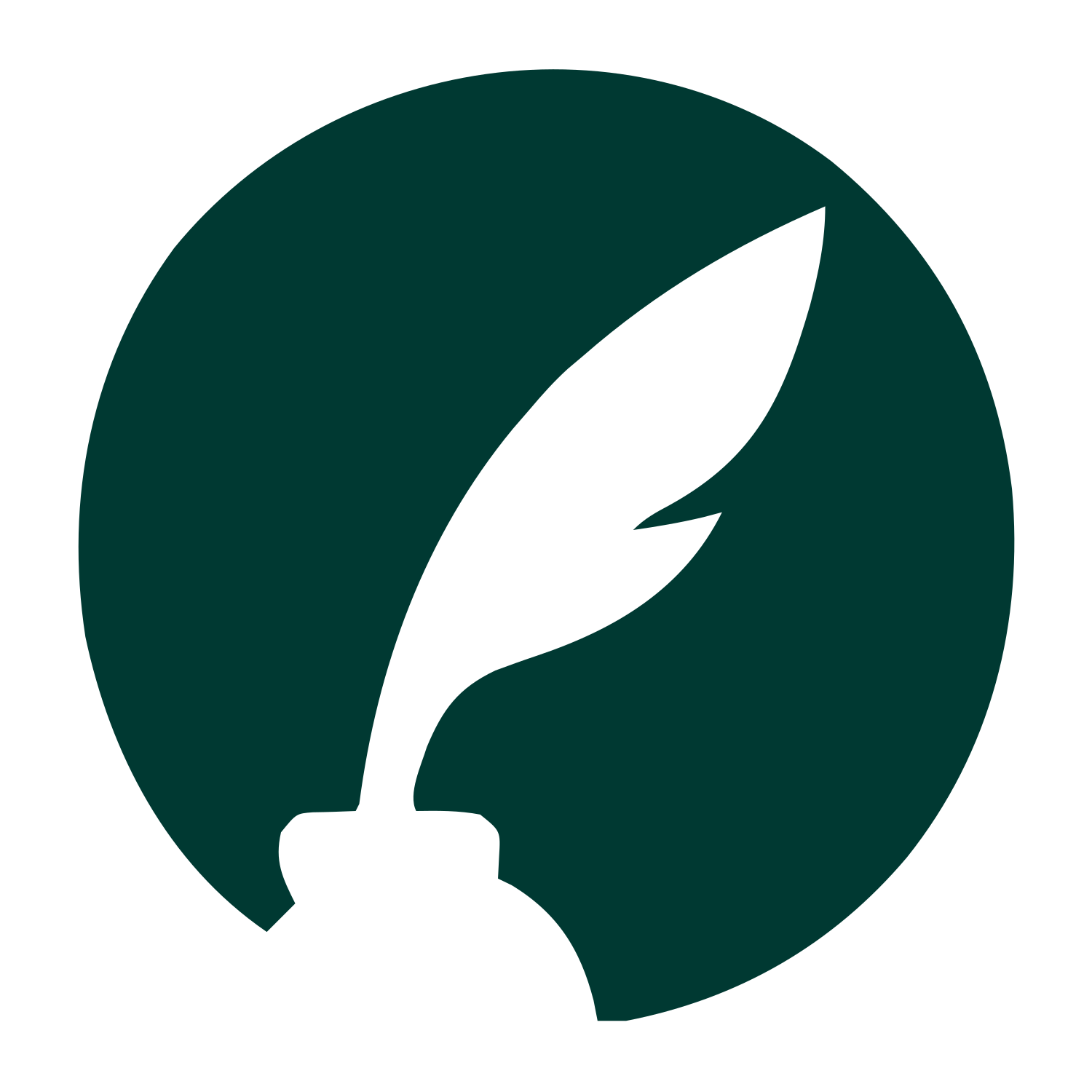 Quill Pen Circle Logo #003932