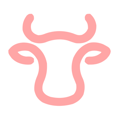 Monoline Cow Head Logo #ffa6a6