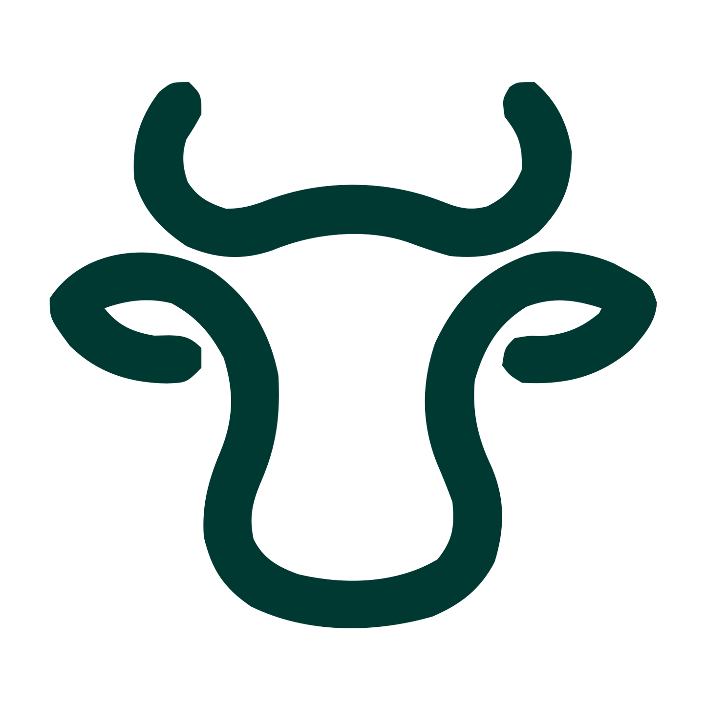Monoline Cow Head Logo #003932