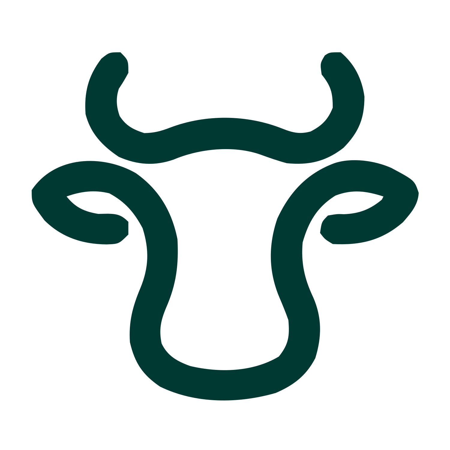 Monoline Cow Head Logo #003932
