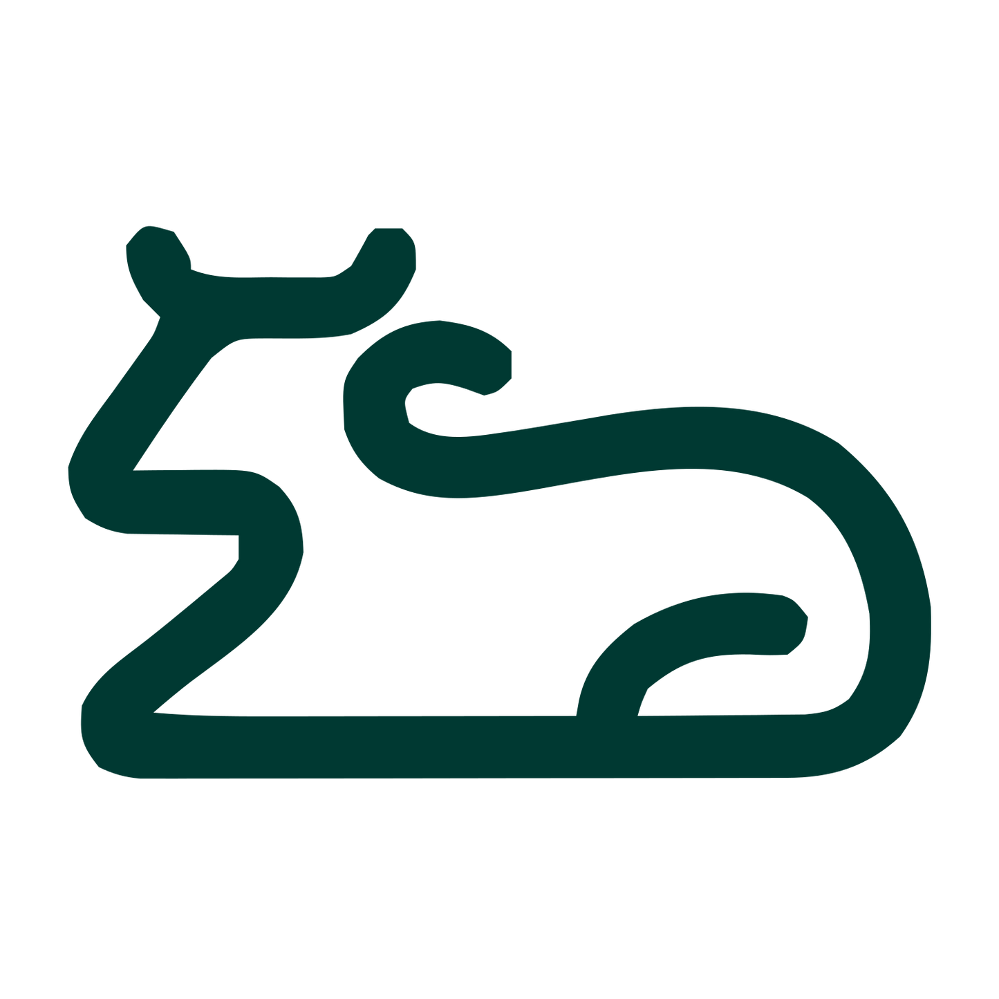 Monoline Cow Resting Logo #003932