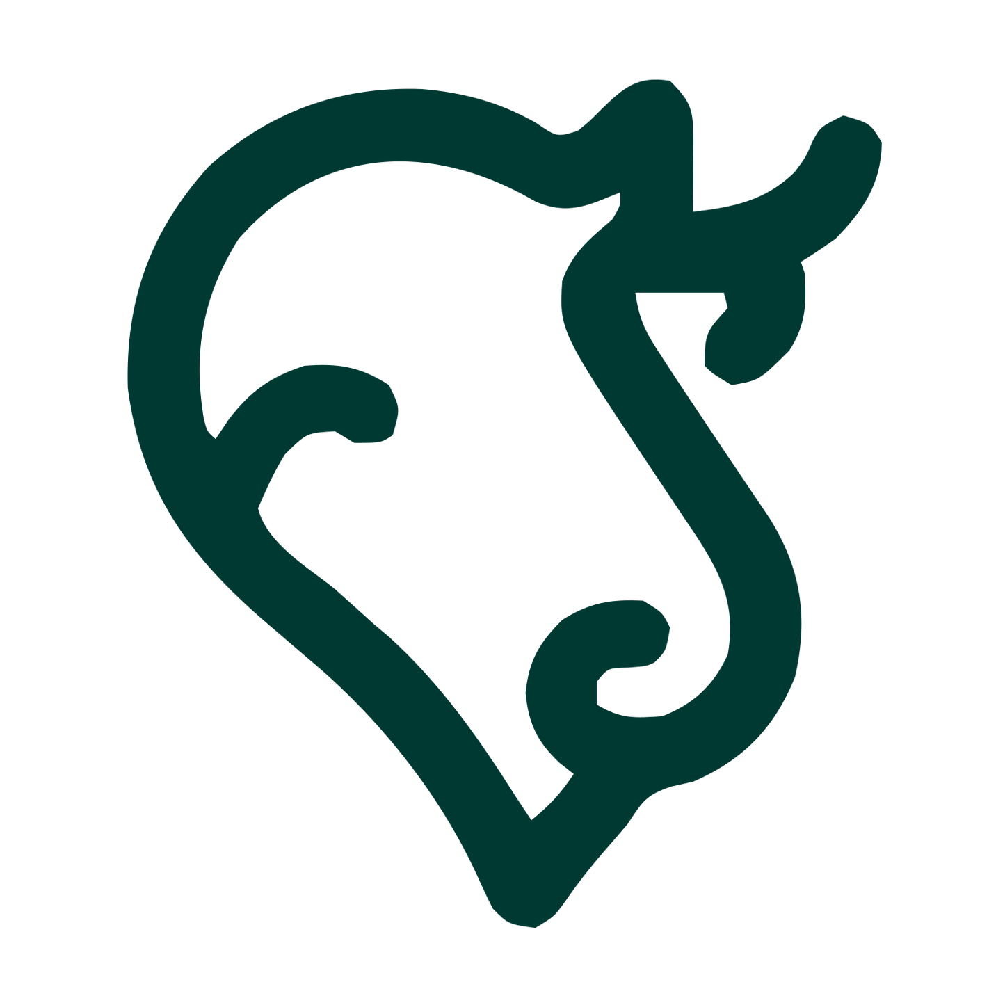 Monoline Cow Head Logo #003932