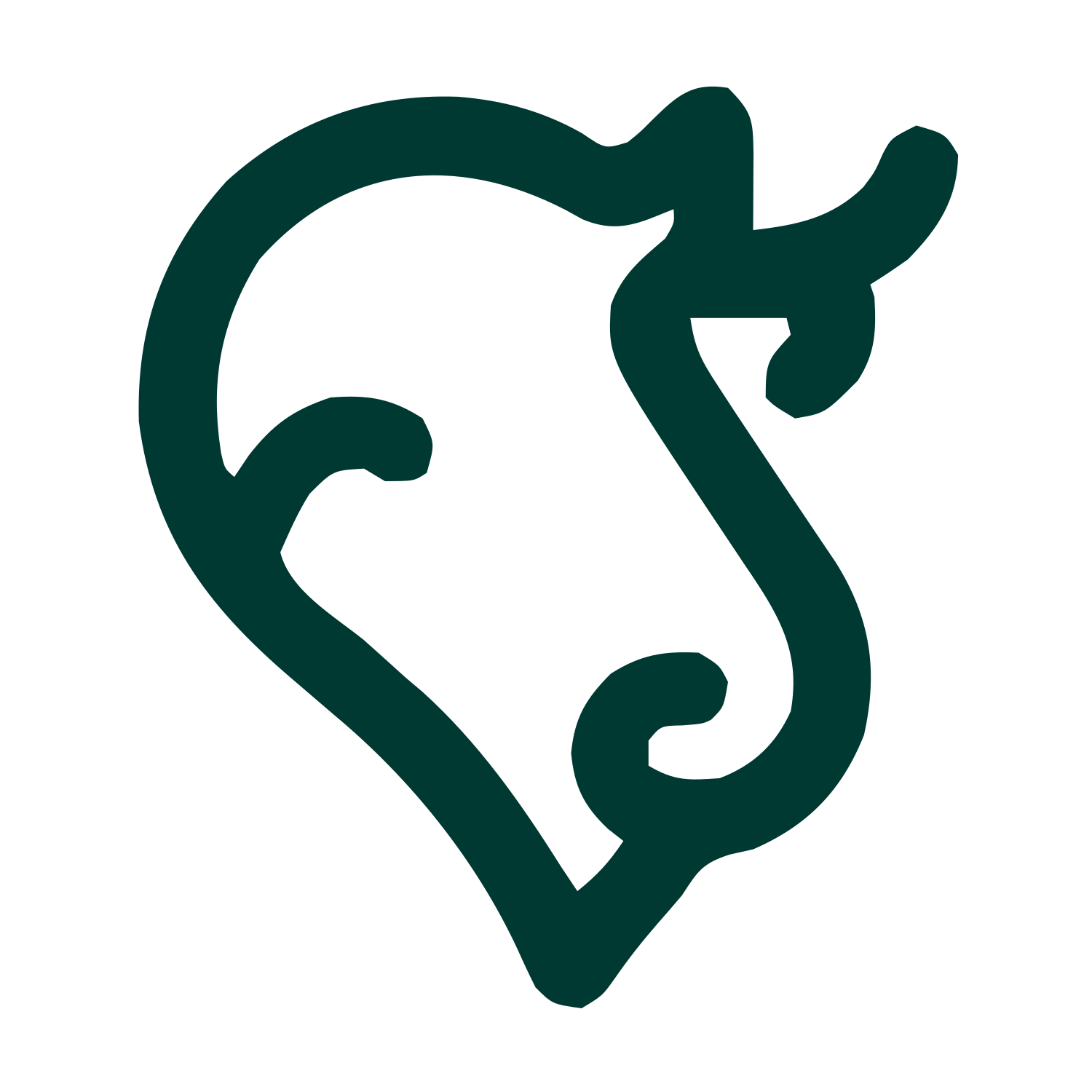 Monoline Cow Head Logo #003932