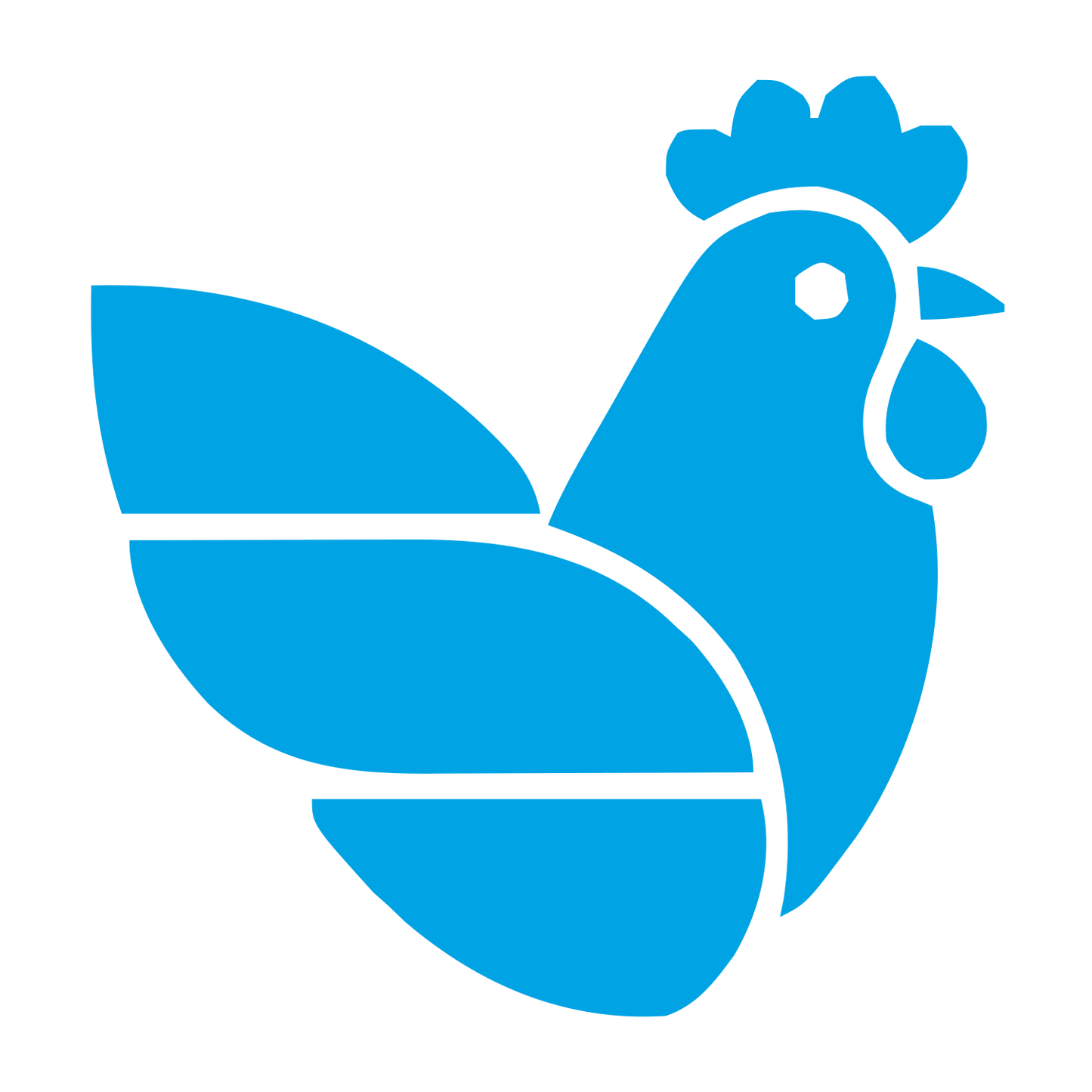 Layered Overlap Chicken Logo #00a3e4