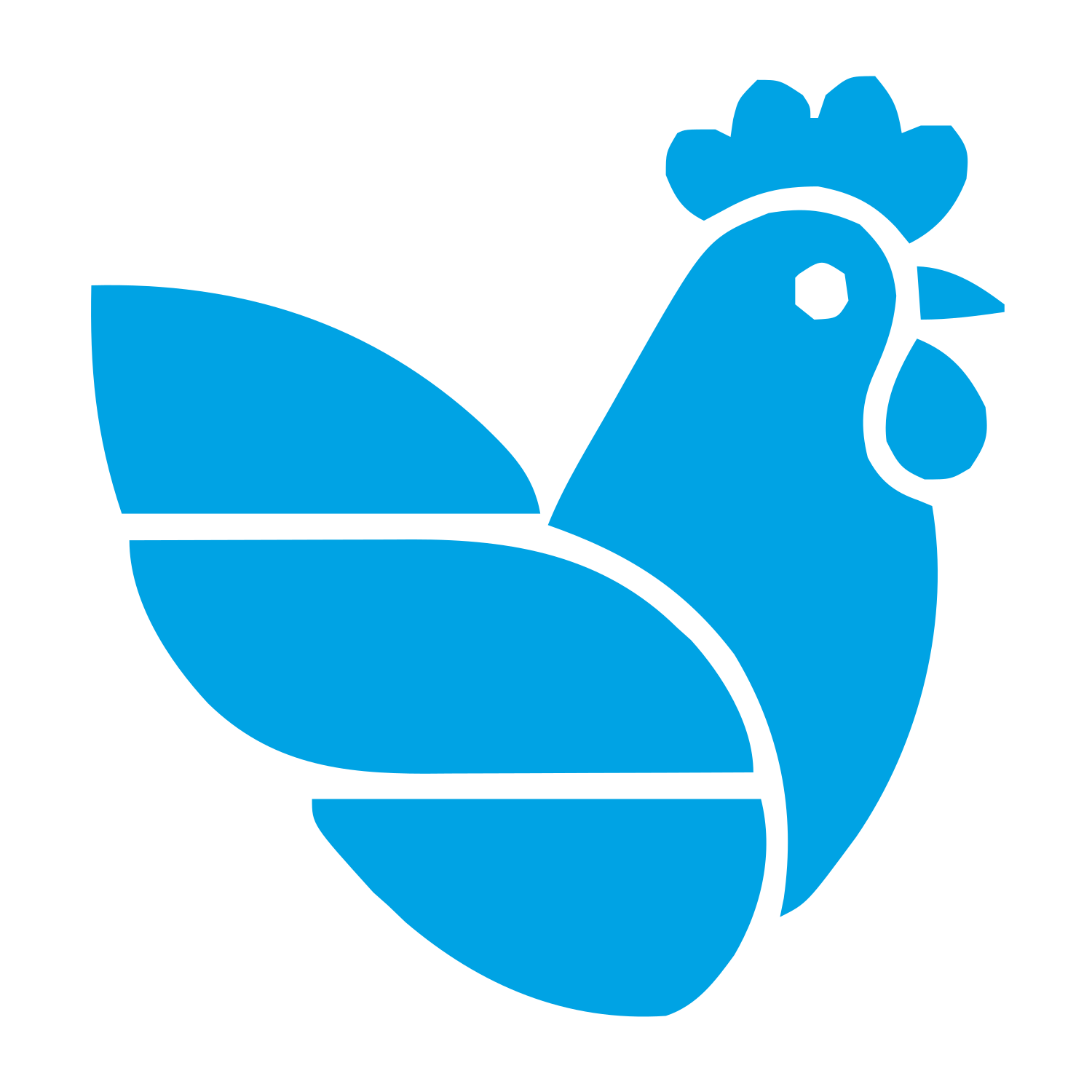 Layered Overlap Chicken Logo #00a3e4