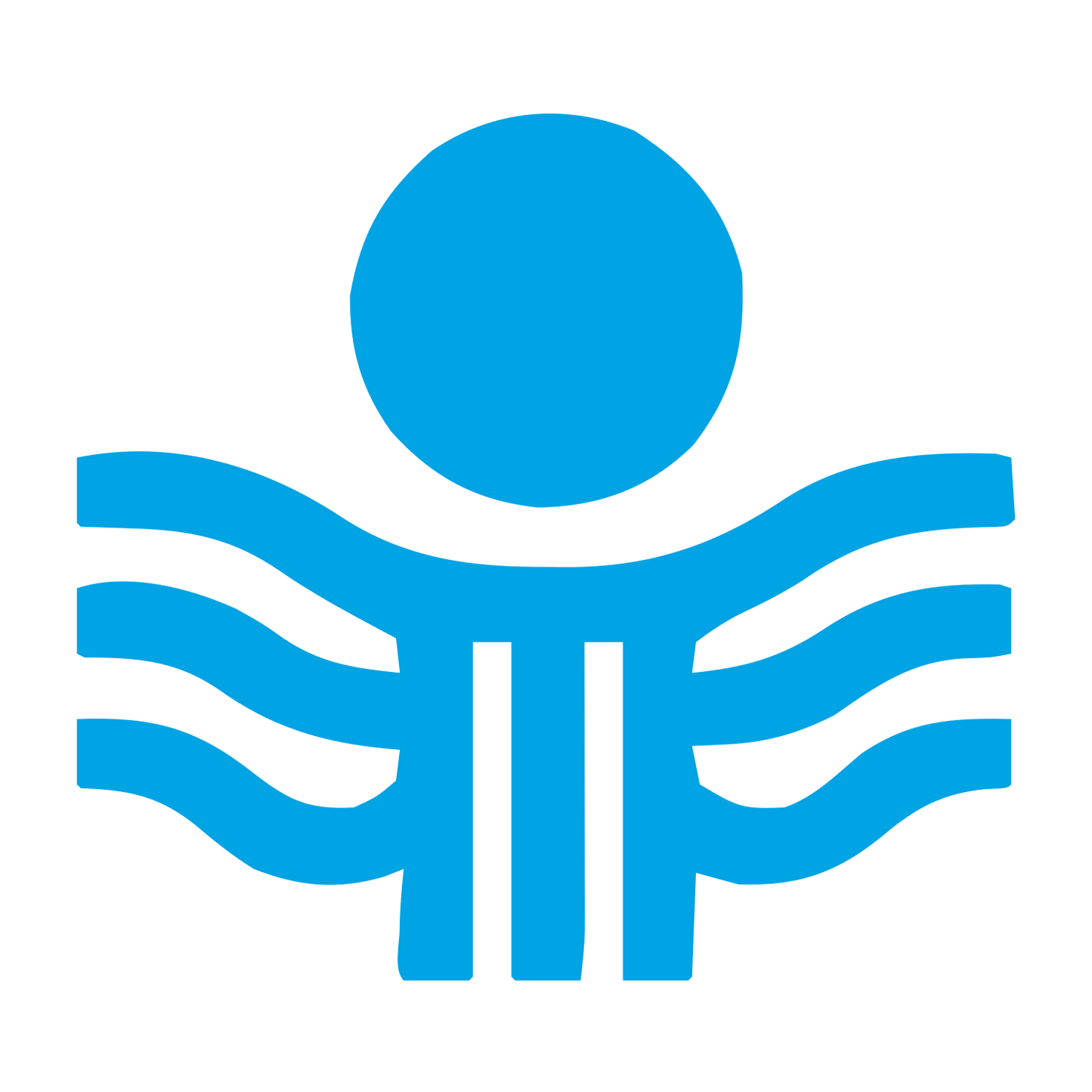 Sun and Waves Person Logo #00a3e4