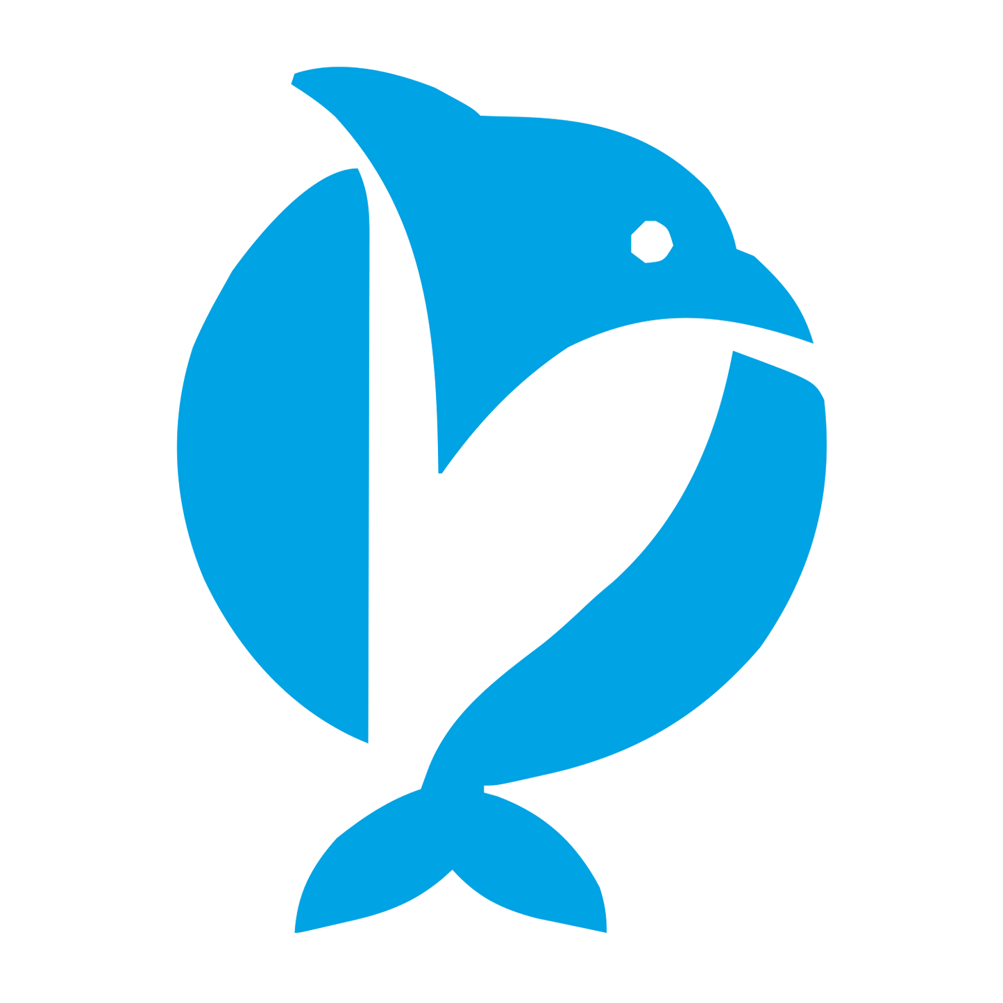Bold Geometric Dolphin Logo #00a3e4