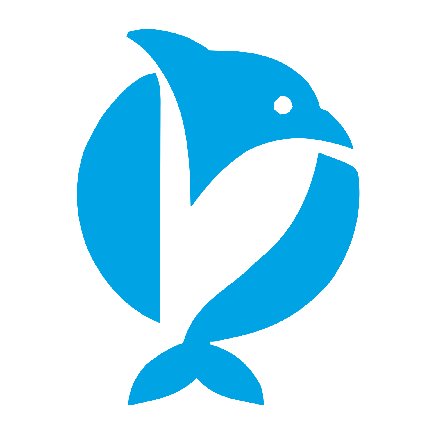 Bold Geometric Dolphin Logo #00a3e4