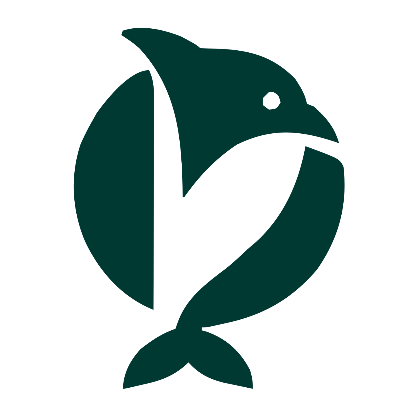 Bold Geometric Dolphin Logo #003932