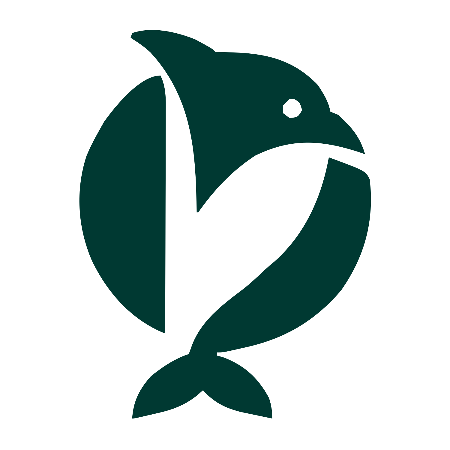 Bold Geometric Dolphin Logo #003932
