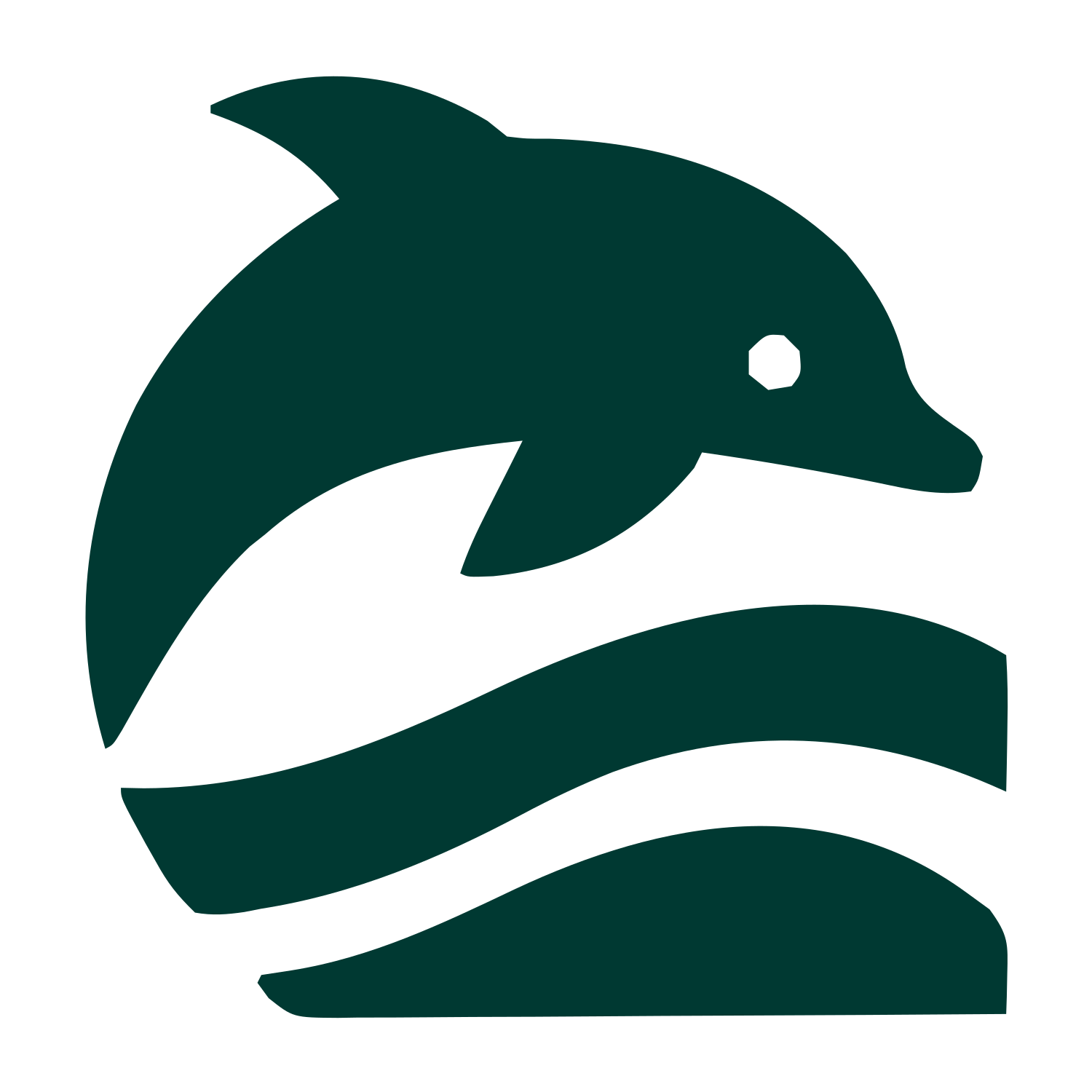 Bold Dolphin Wave Logo #003932