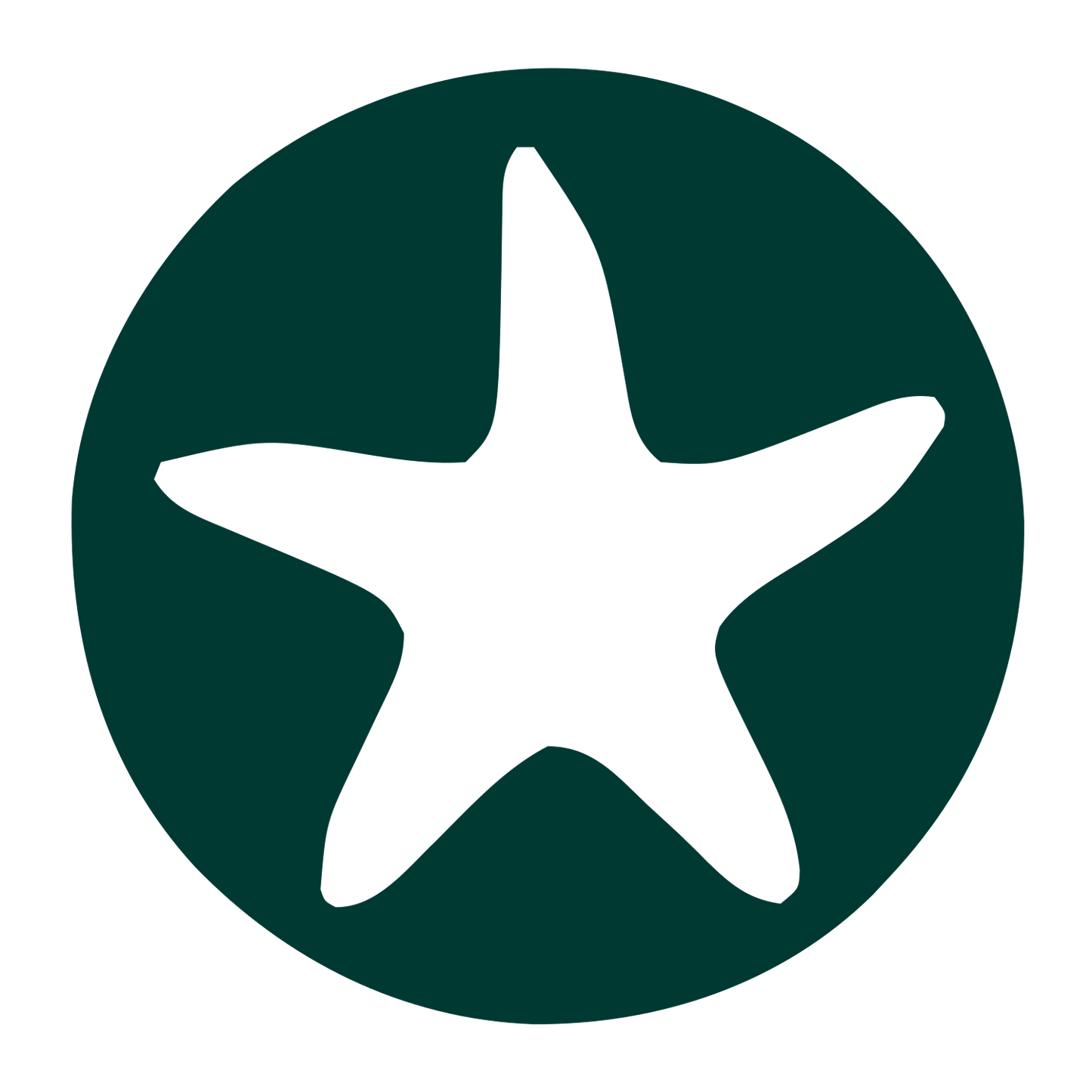Starfish Circle Negative Space Logo #003932