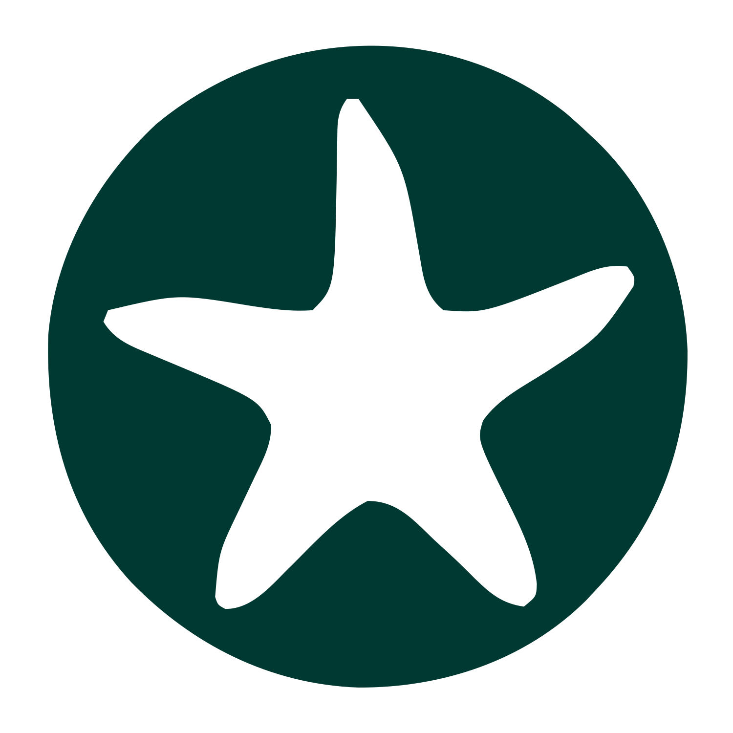 Starfish Circle Negative Space Logo #003932