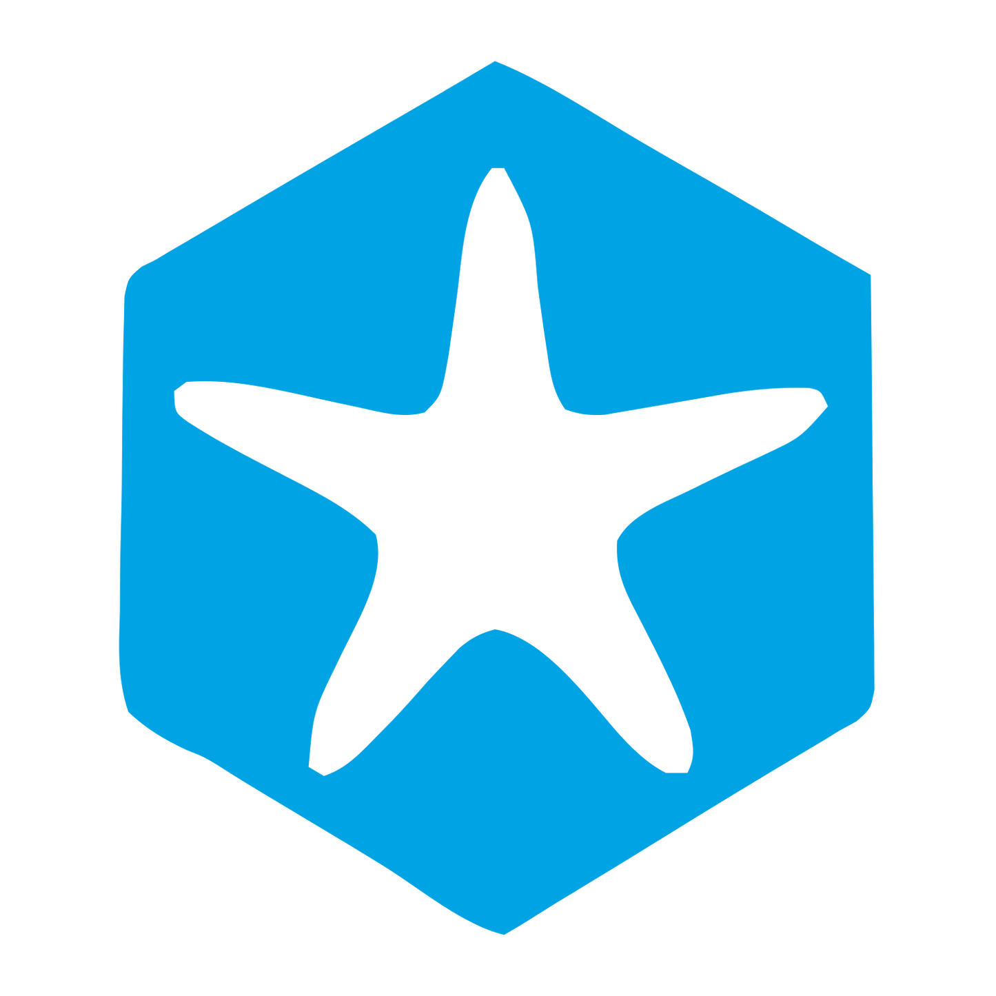 Starfish Hexagon Negative Space Logo #00a3e4
