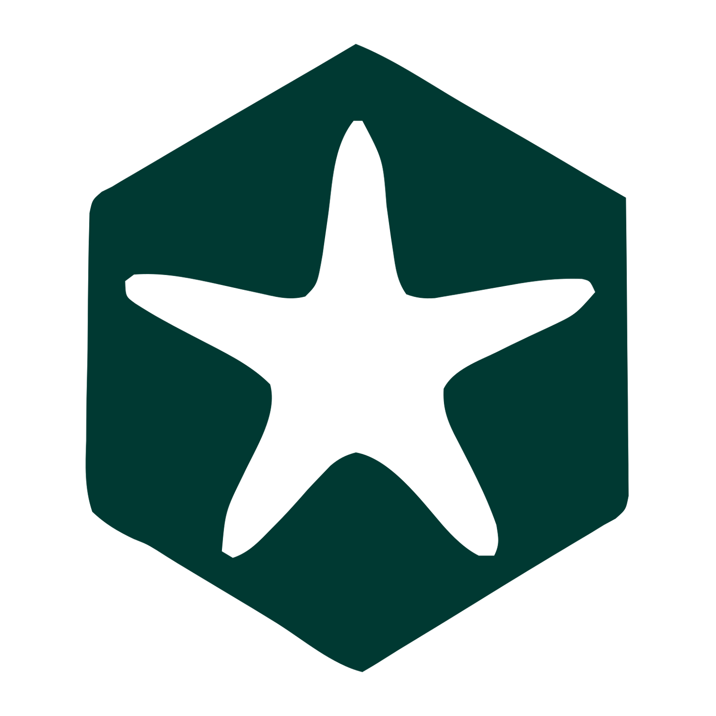 Starfish Hexagon Negative Space Logo #003932