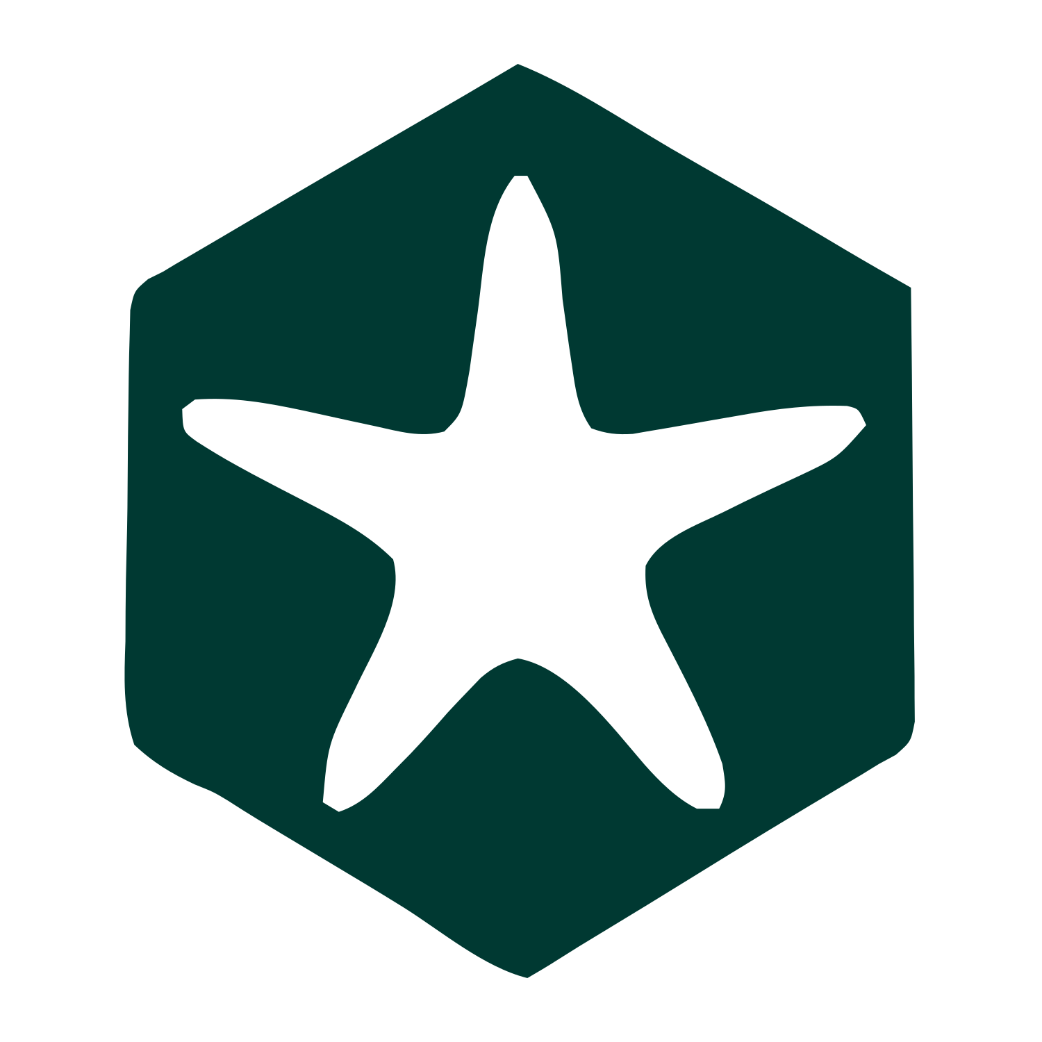Starfish Hexagon Negative Space Logo #003932