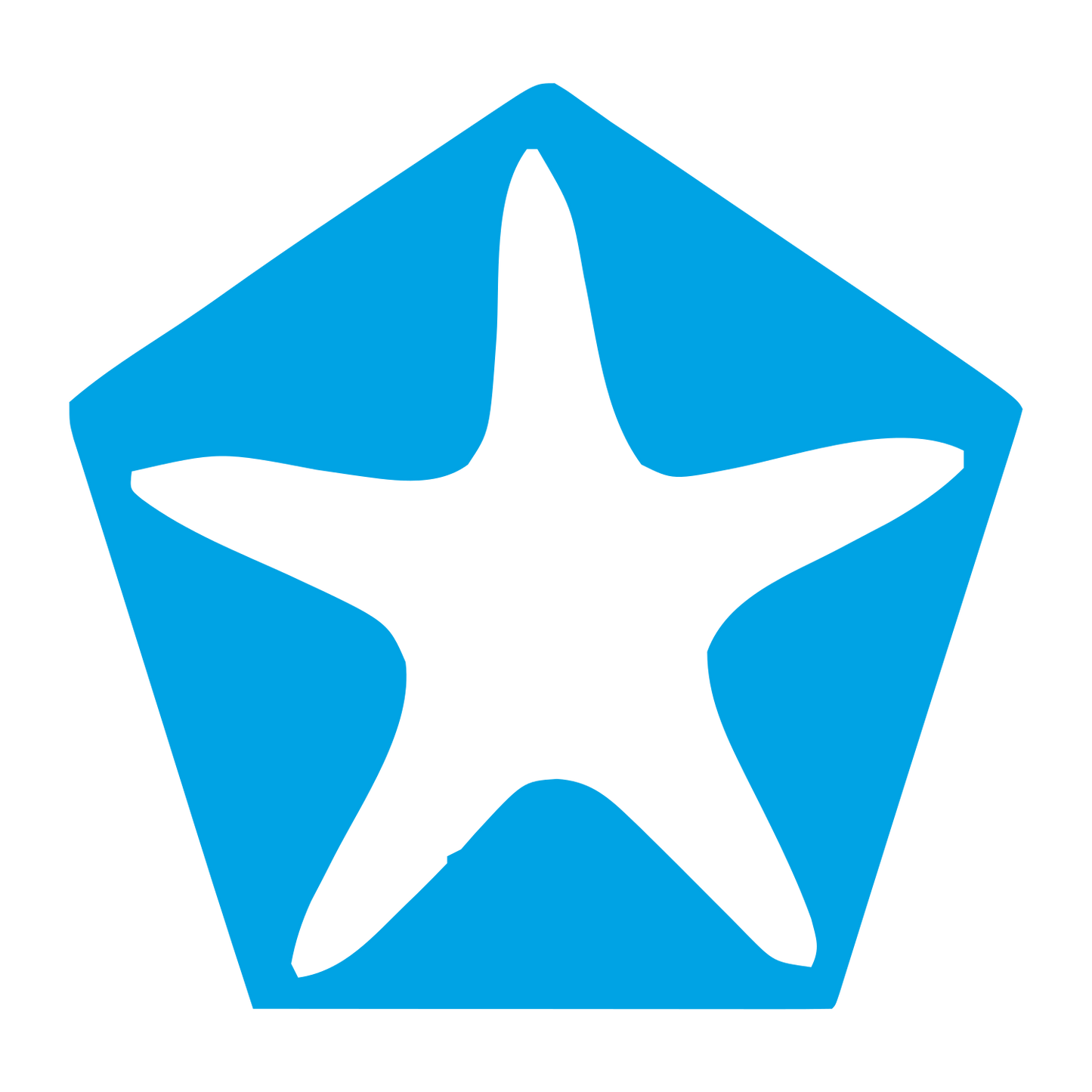 Starfish Pentagon Negative Space Logo #00a3e4