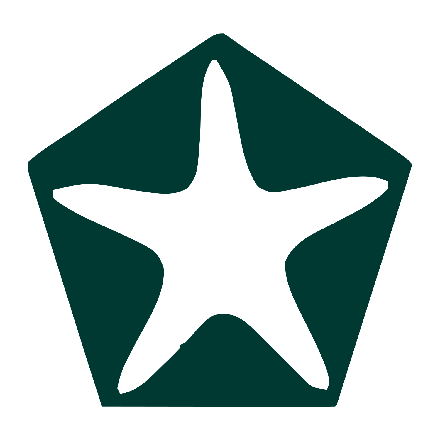 Starfish Pentagon Negative Space Logo #003932