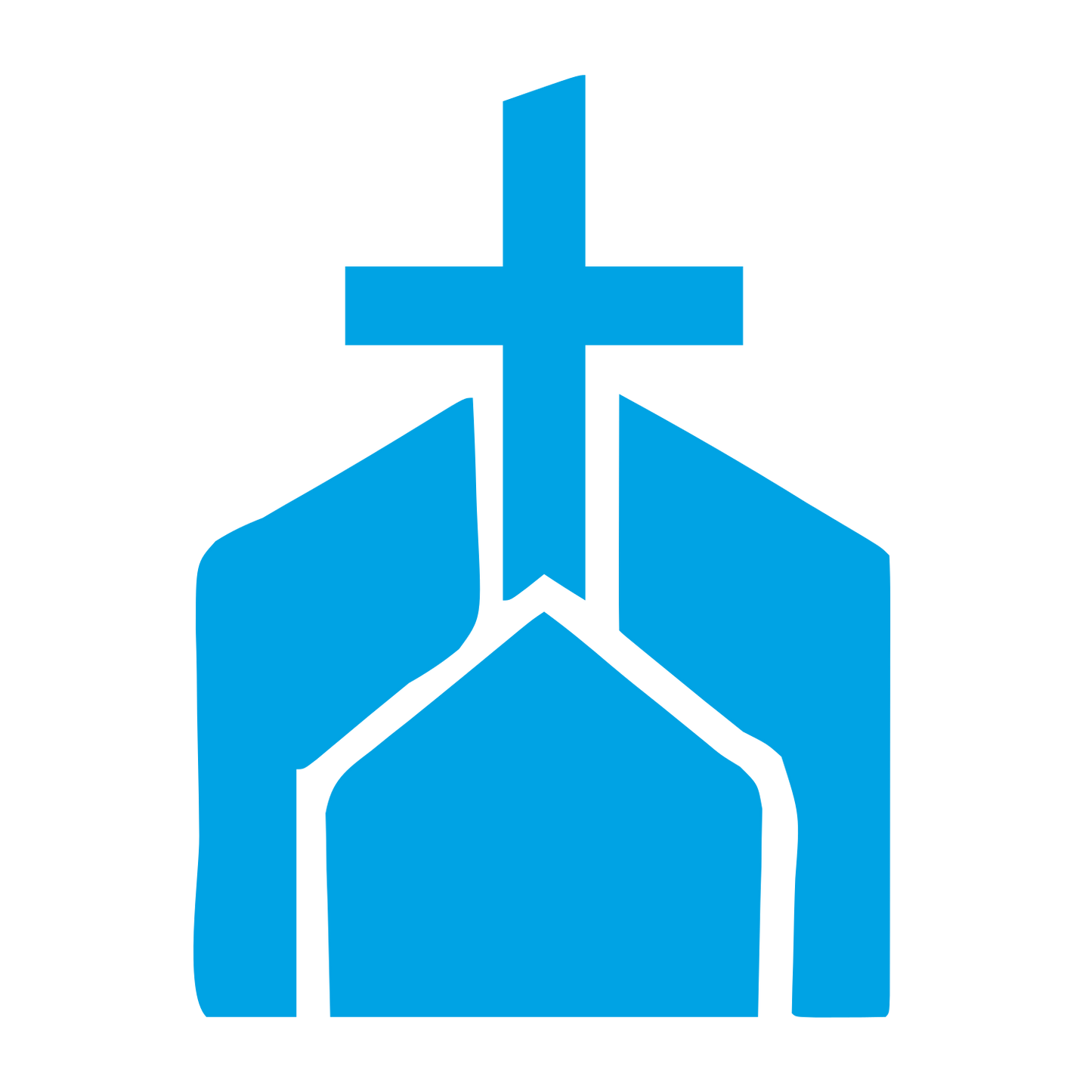 Church Building Cross Logo #00a3e4