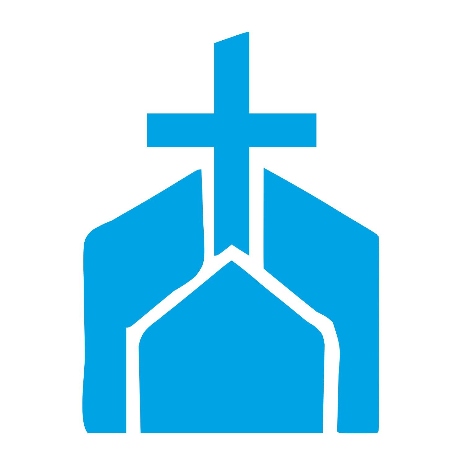 Church Building Cross Logo #00a3e4