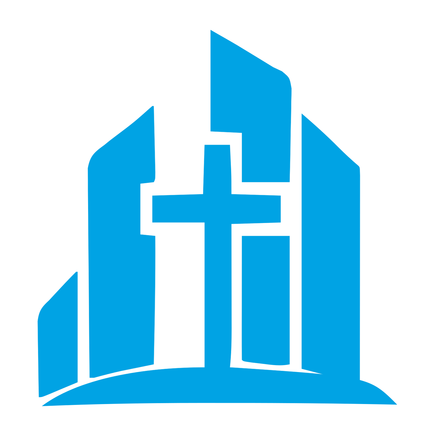 Church Cross Building Logo #00a3e4