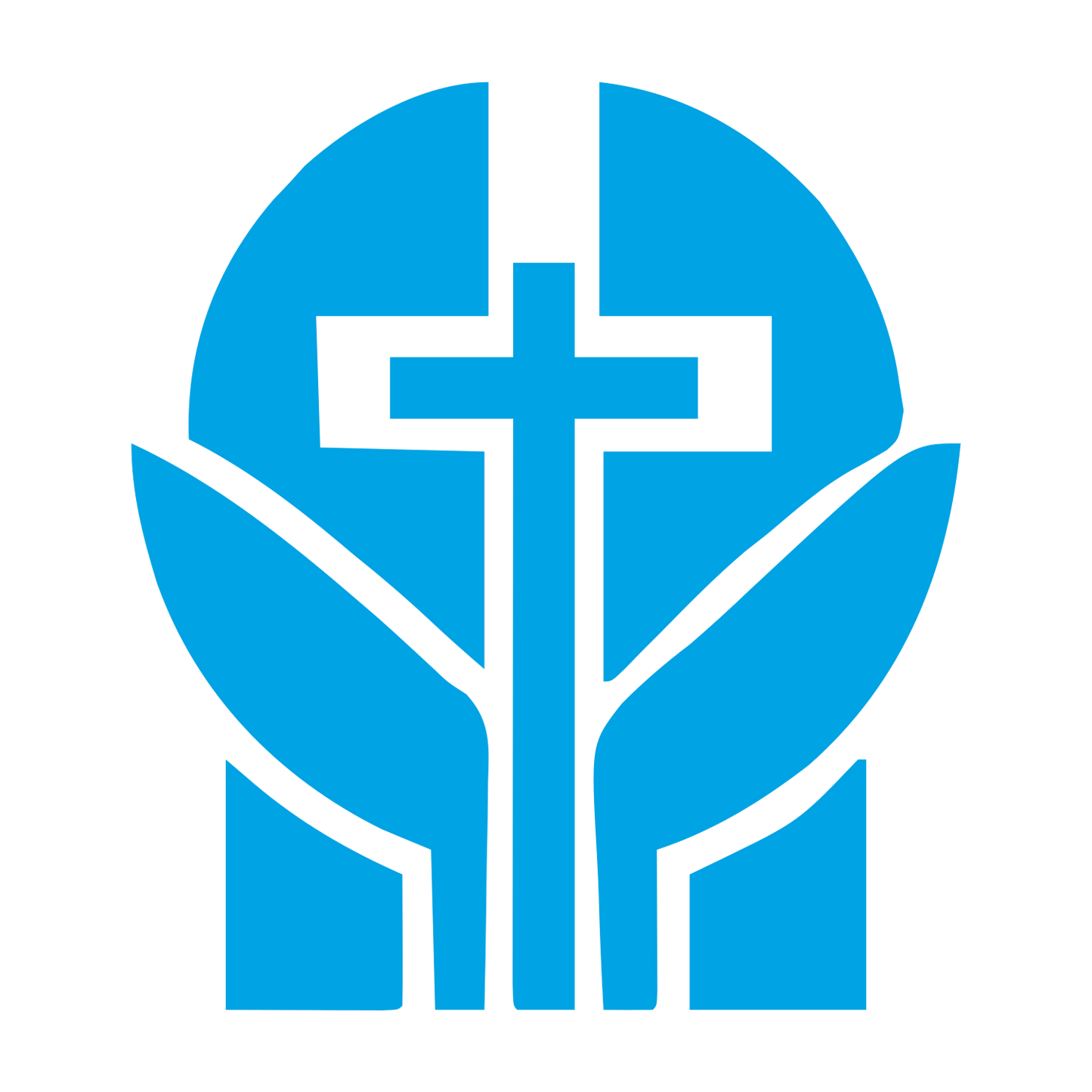 Cross Circle Leaves Logo #00a3e4