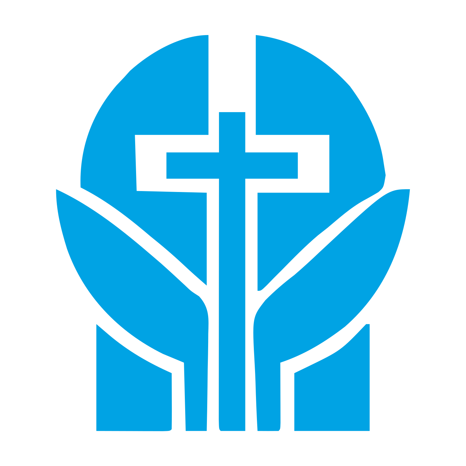 Cross Circle Leaves Logo #00a3e4