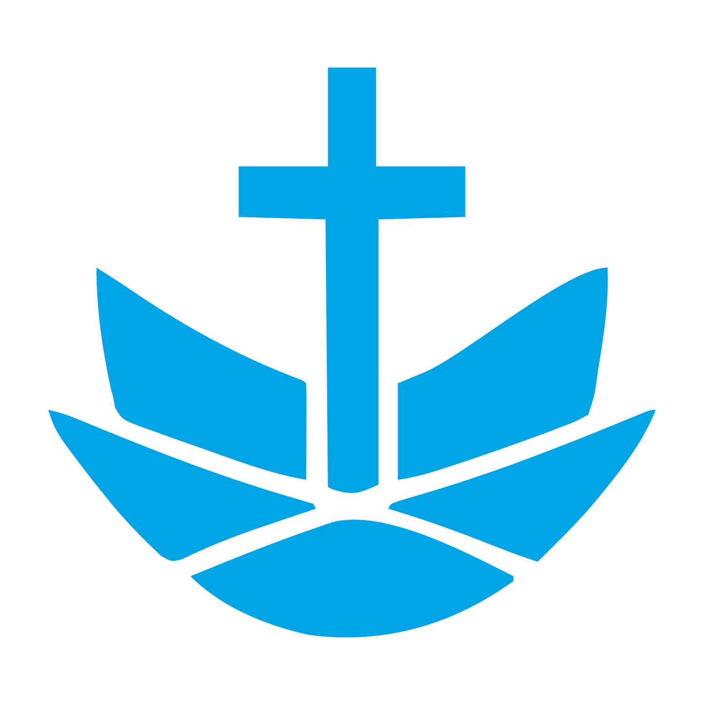 Cross and Wings Church Logo #00a3e4
