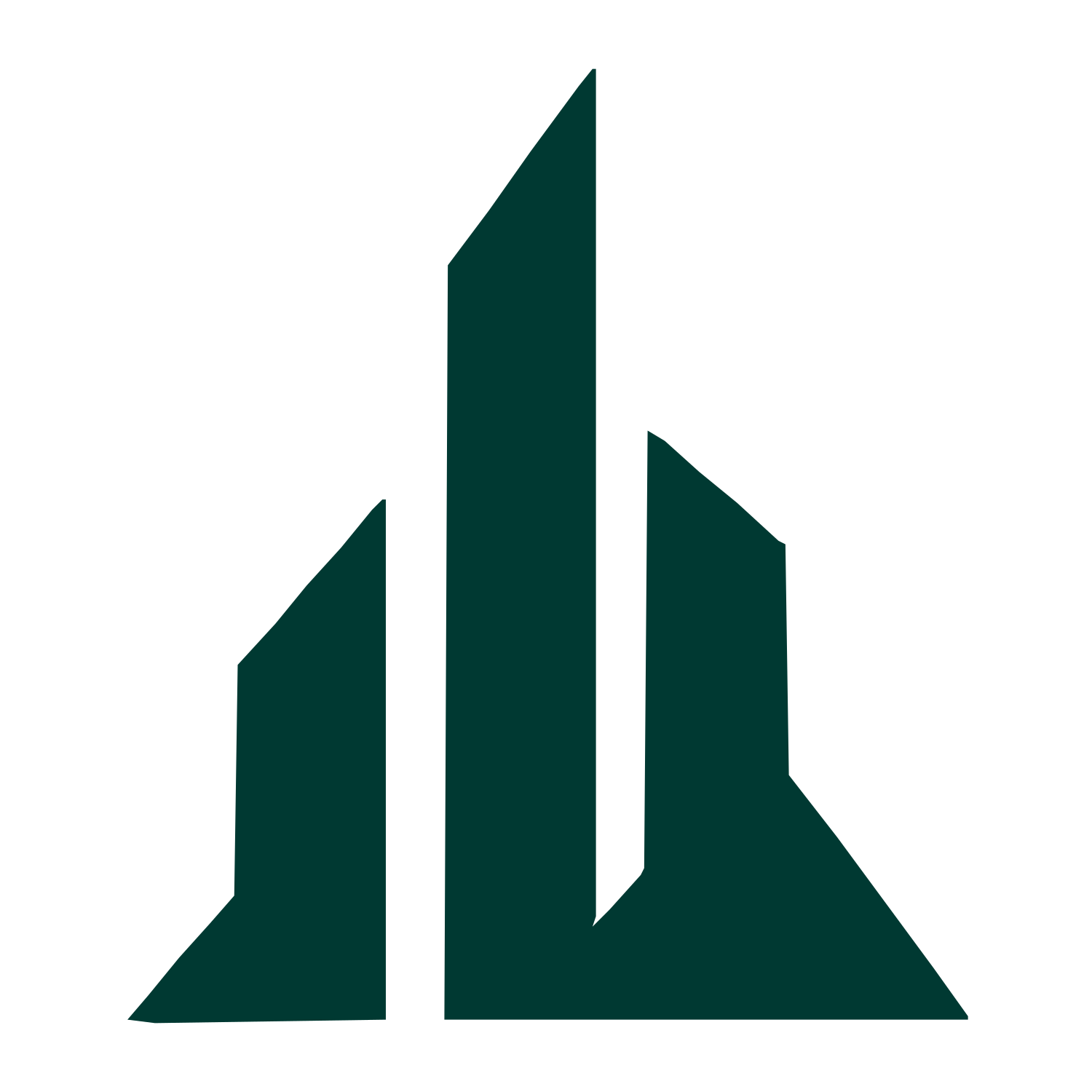 Rising Skyscrapers Skyline Logo #003932