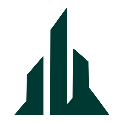 Rising Skyscrapers Skyline Logo #003932