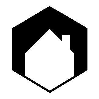 Negative Space House Hexagon Logo