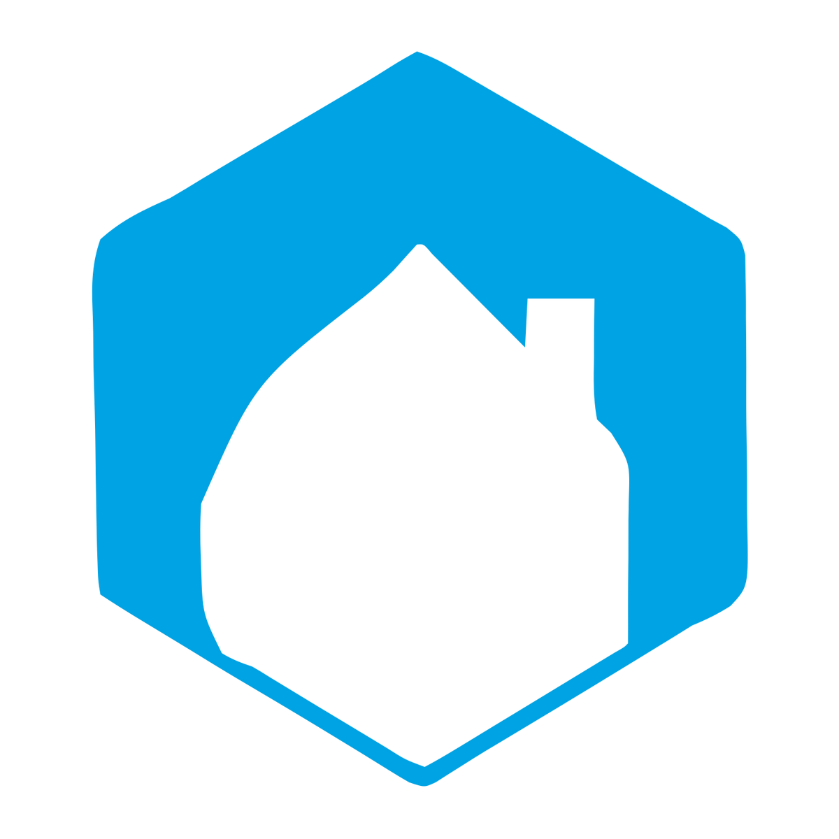 Negative Space House Hexagon Logo #00a3e4